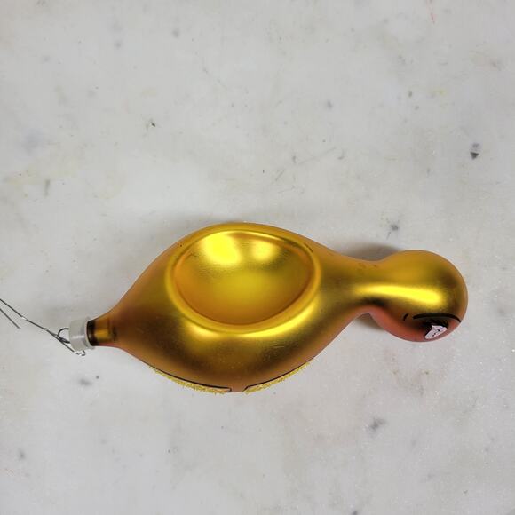 VTG De Carlini Turtle Reflector Ornament Orange Handpainted Glittered Indent - Picture 14 of 16